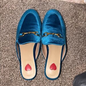 ARQ Teal Velvet Women's Loafers